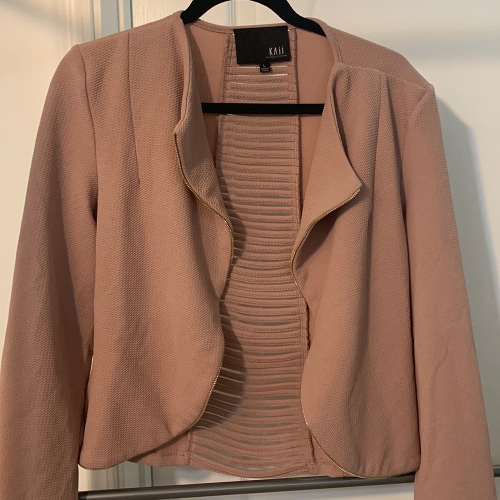 Kaii Blush Pink Draped Open-Front Blazer